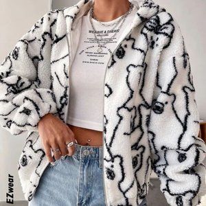 ISO White Black Bear Pattern Jacket